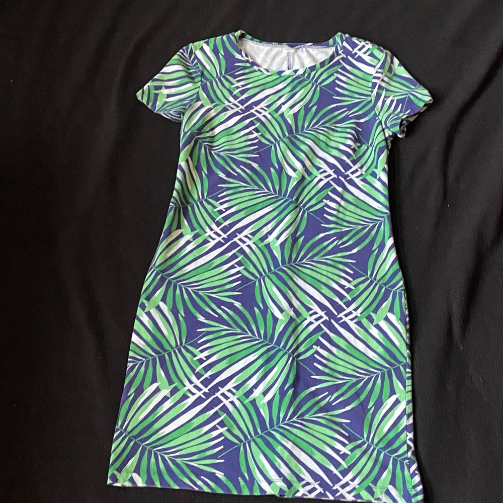 Old Navy Navy Knit Dress With Green Leaves size M